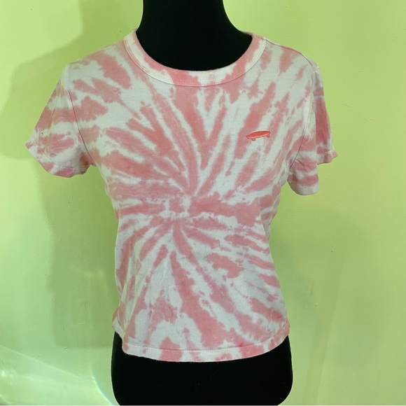 VANS PINK AND WHITE TYE DYE EMBROIDERED SKATEBOARD T SHIRT SIZE X SMALL XS - Picture 1 of 6